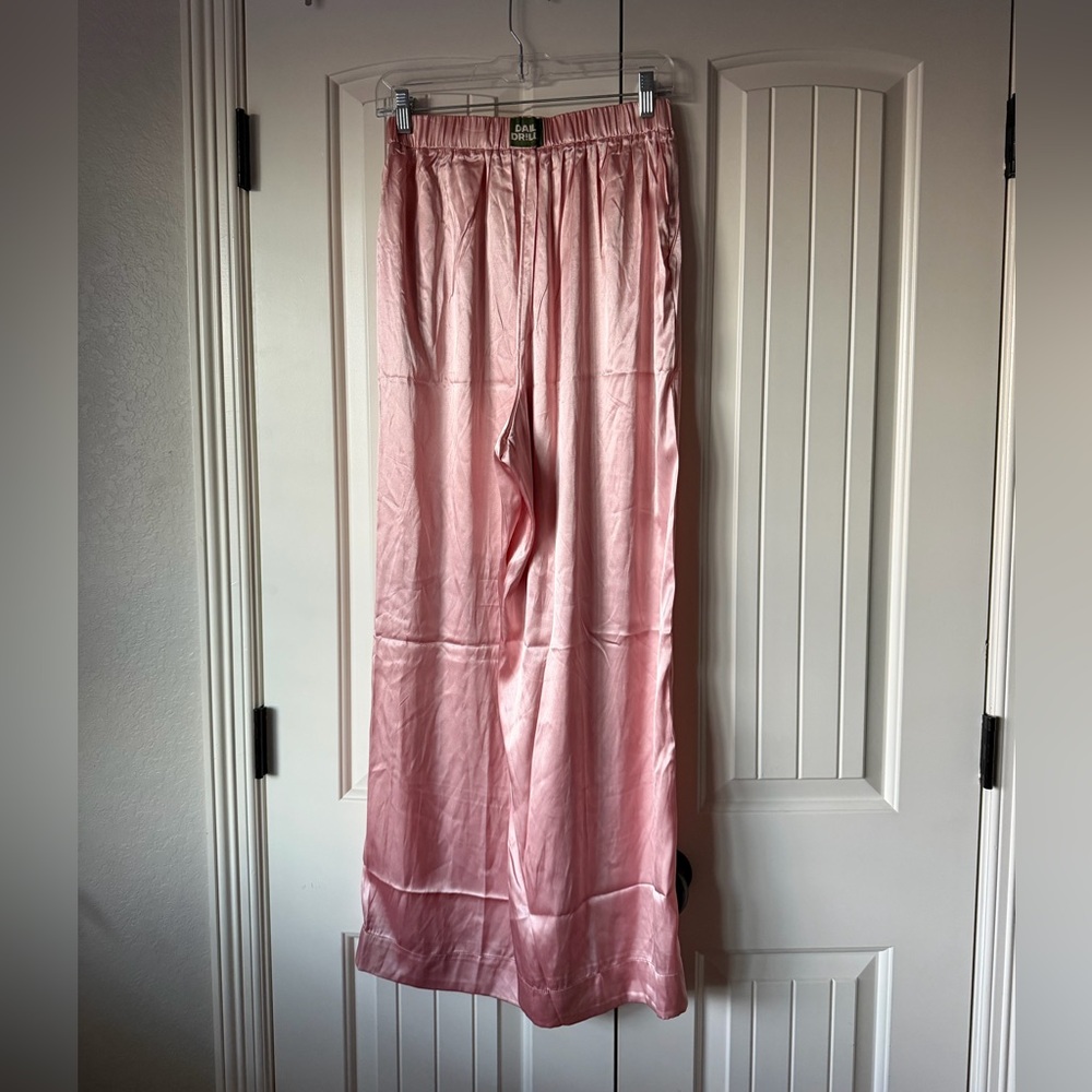 Daily Drills Blush Pink Silk Pants - Picture 2 of 3